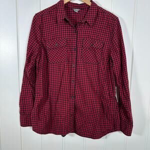 Eddie Bauer Flannel Womens Shirt XL Buffalo Checkered Button Up Long Sleeve